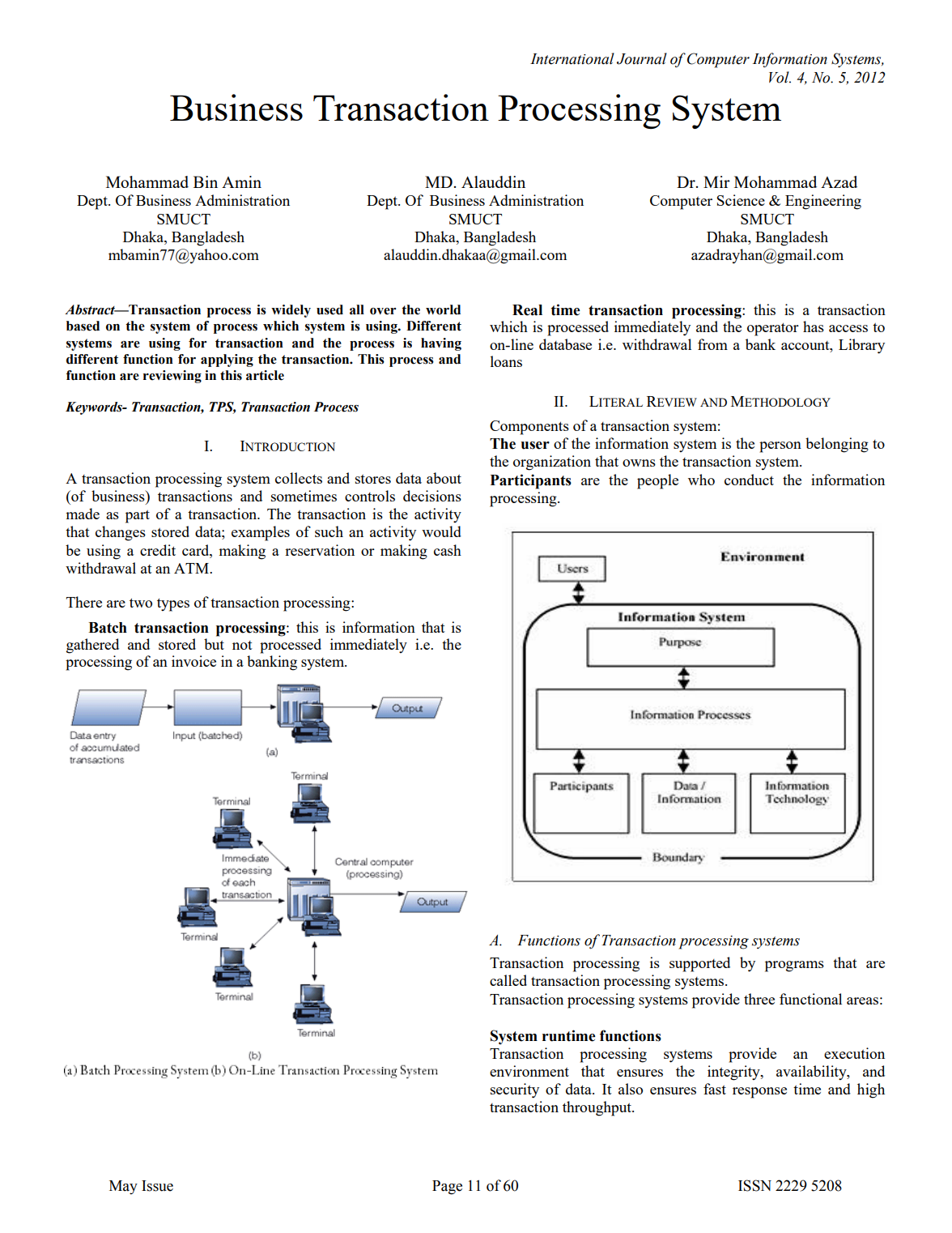 Business Transaction Processing System paper cover