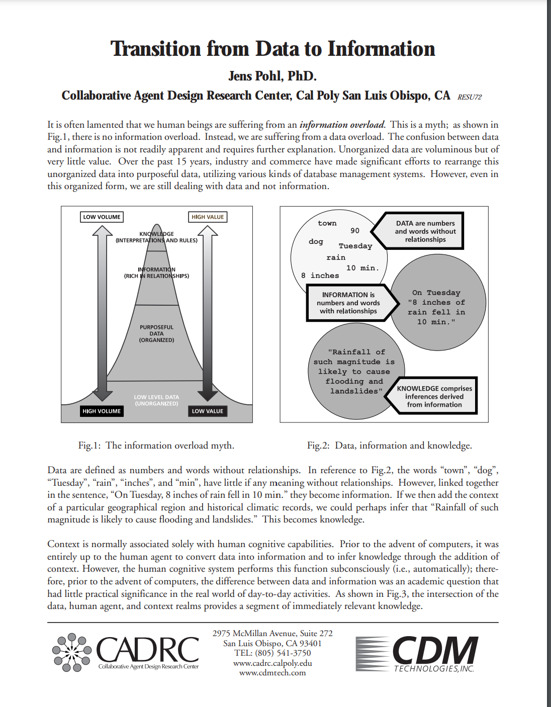 Transition from Data to Information paper cover